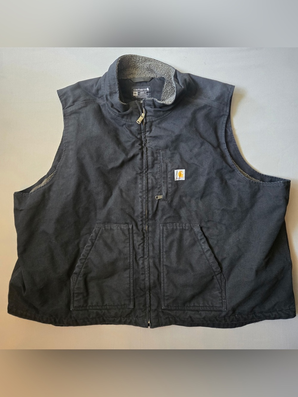 Carhartt Black Insulated Work Vest with Sherpa Collar